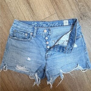 We The Free Light Blue Distressed Jean Shorts
